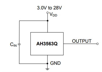 Application Circuit Diagram - Diodes Incorporated AH356xQ Automotive Hall Effect Switches